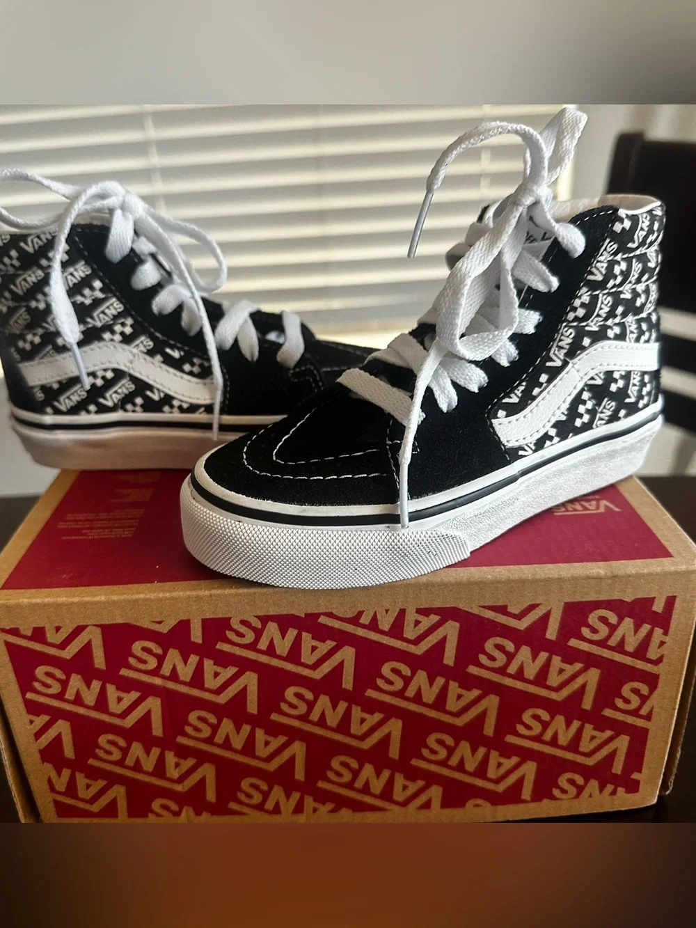 Vans Kids Black & White Checkerboard High-Top Sneakers